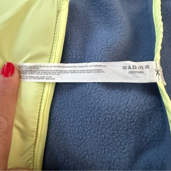 Free People In The Zone Zip Up Fleece Jacket Skyline/ Sour Citrus Size Large - Picture 10 of 11